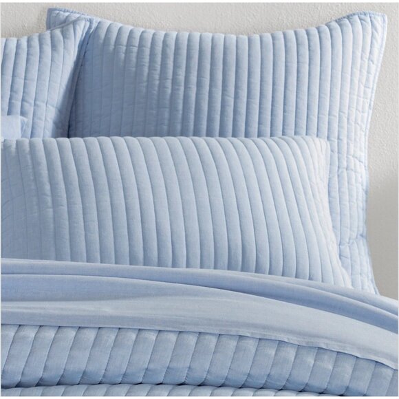 New Pine Cone Hill Sham European Comfy Cotton Quilted Annie Selke French Blue - Picture 1 of 3